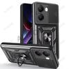 Чехол для POCO X7 Pro 5G Чехол Armor Сдвижная защита объектива камеры Задняя крышка для Xiaomi POCO X7 Pro Подставка-кольцо Ударопрочная Funda