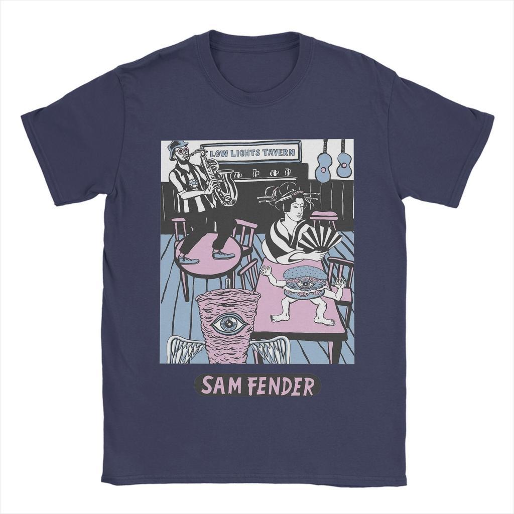 Потрясающая мужская футболка Sam Fenders с круглым вырезом, хлопковая, с коротким рукавом, с графическим принтом