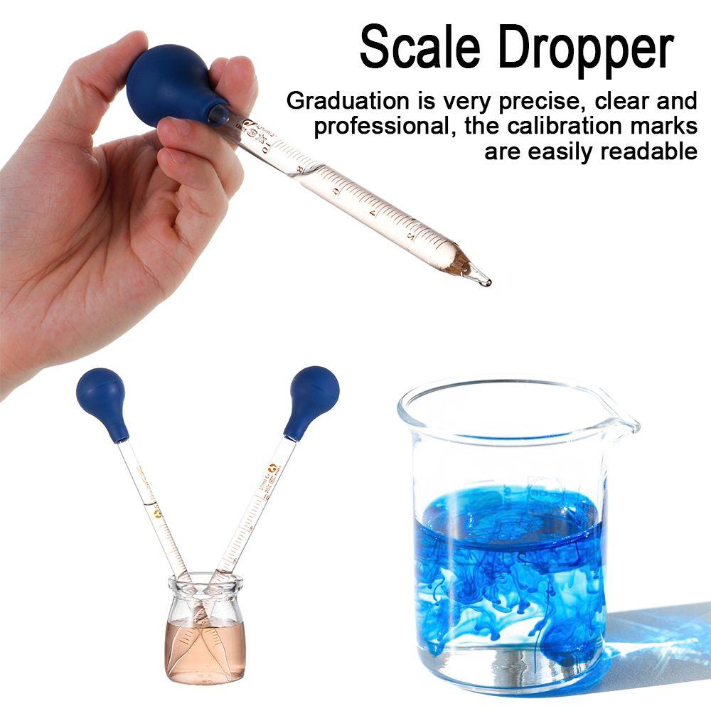 Useful Lab Supplies Transparent Graduated Pipettes Liquid Transfer Rubber Head Glass Dropper