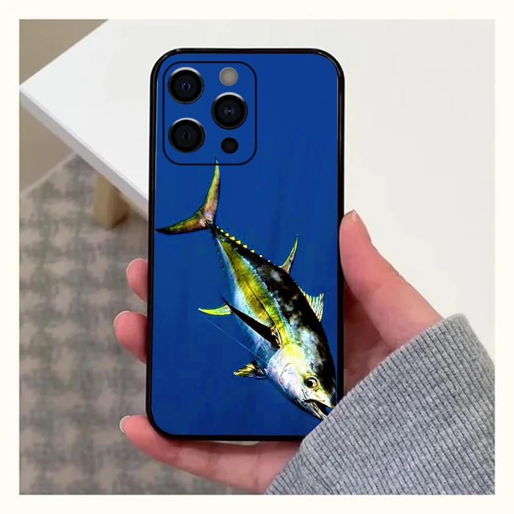 Чехол для телефона с изображением голубого тунца для Apple iPhone 15,14,13,12,11,Pro,X,XS,Max,XR,Plus,Mini Мягкий черный чехол