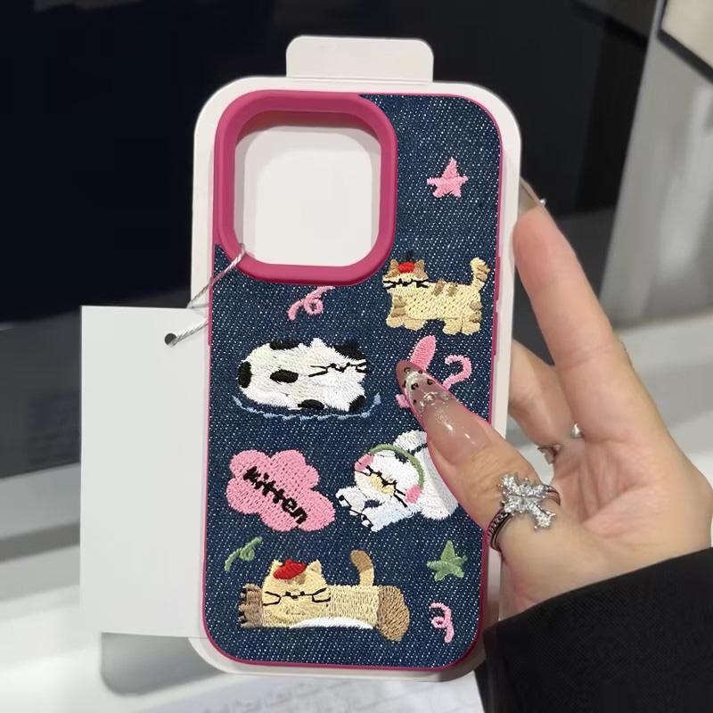 Милый Кот Щенок Звезда ковбойский Чехол Совместимый для IPhone 16 13 11 15 12 Pro Max 16 15 7 8 Plus X XS XR Max Кожаная текстура Чехол
