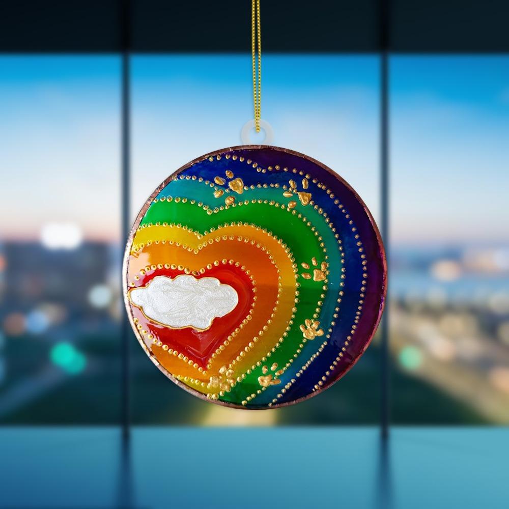 1 шт. Радужный мост, мемориальные ловцы солнца для домашних животных, акриловые украшения, украшения для автомобиля, рождественской елки, серебро и розовое золото