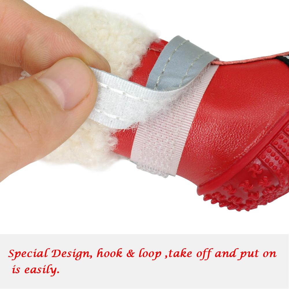 Теплая обувь для собак, зимние водонепроницаемые ботинки для собак, обувь для дождя, снега, светоотражающая нескользящая обувь для маленьких и больших собак