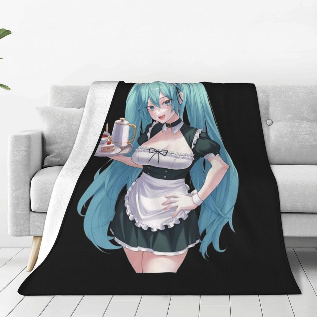 Hatsune Miku Funny Art Blanket Warm Soft Novelty Plush Bedding Throws For Bedroom Camping Flannel Bedspread Bed Cover