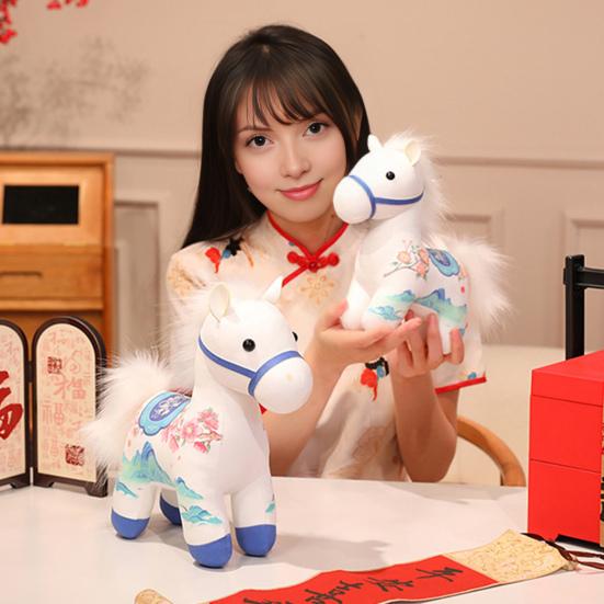 Плюшевая игрушка Лошадь-талисман 2026 год китайского зодиака год Лошади традиционный новогодний подарок для дома, офиса, автомобиля, праздничное фестивальное празднование