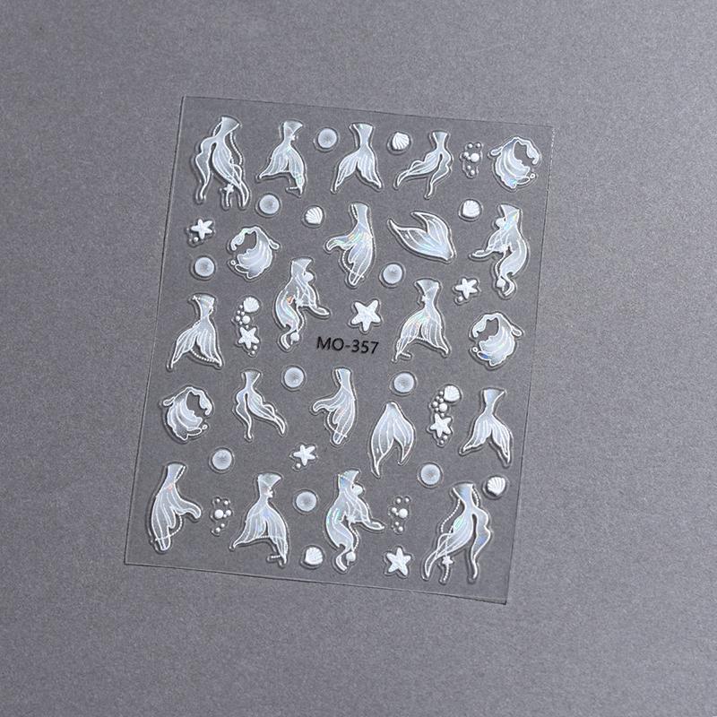 5D голографические наклейки для ногтей в виде хвоста русалки наклейки для ногтей в виде моллюсков и звезд с изображением морских звезд декор для ногтей в виде океанического дизайна маникюрная фольга