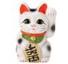 White Small Cat Left Hand Inviting Beckoning Tokoname Ware No. 4, People, Cat,