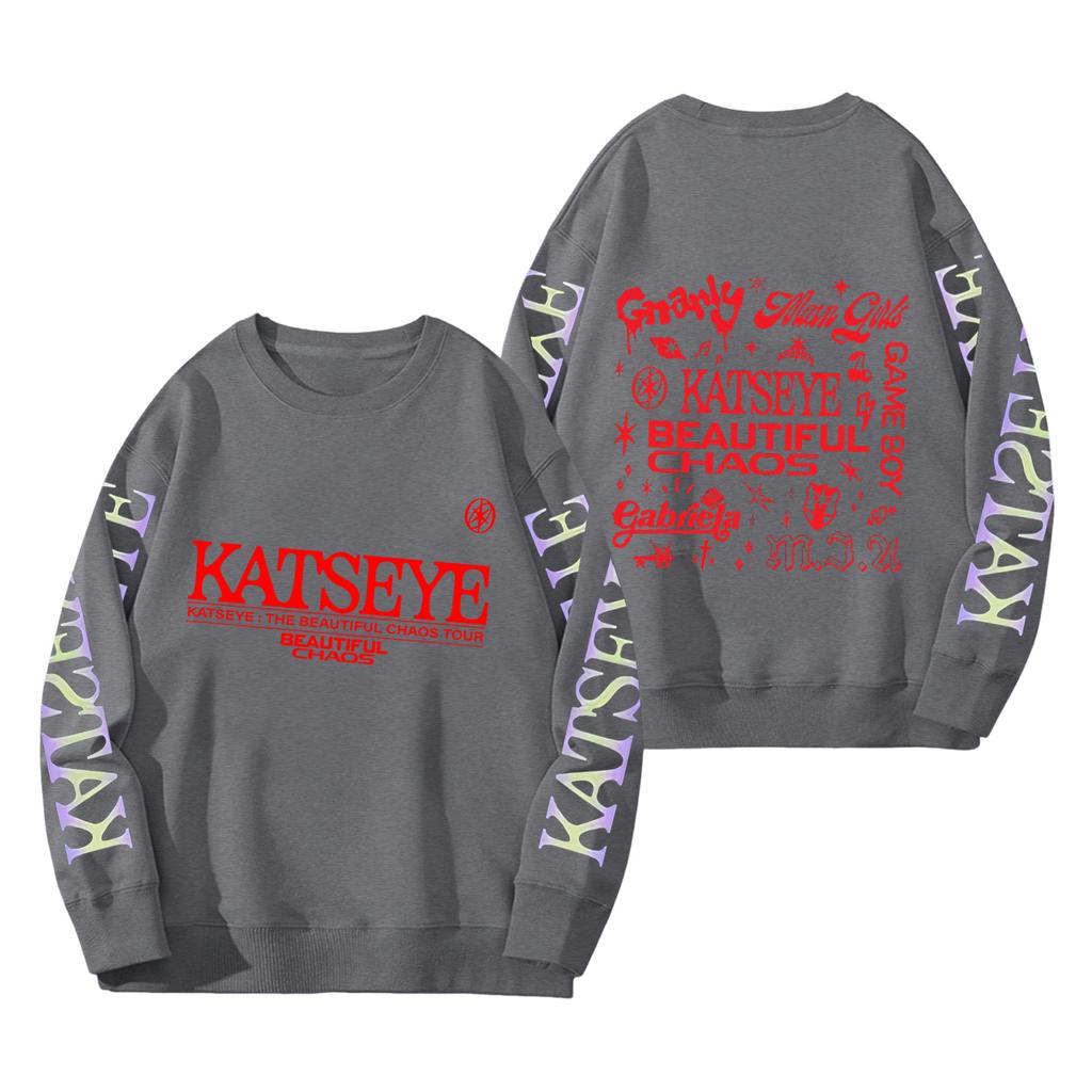 Women's Fashion Long Sleeve Print Round Neck Loose Pullover Sweater Top