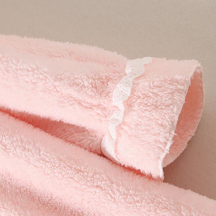 Autumn Winter Flannel Long Skirt Nightdress Women's Long Over The Knee Large Size Loose Solid Color Pompom Pajamas Home