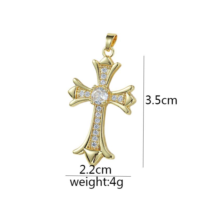 Подвеска из микроциркония с медной инкрустацией, крест, сохраняющий цвет, аксессуары для ожерелья из меди с позолотой.