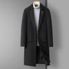 Осенне-зимнее мужское шерстяное пальто, деловое повседневное длинное до колена, утолщенное шерстяное пальто из хлопка, мужское пальто