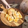 Деревянная разделочная доска из акации, доска для пиццы с ручкой, круглая портативная деревянная обеденная тарелка, кухонный поднос