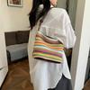 Woven underarm small bag women's new rainbow striped messenger bag versatile woven shoulder bag