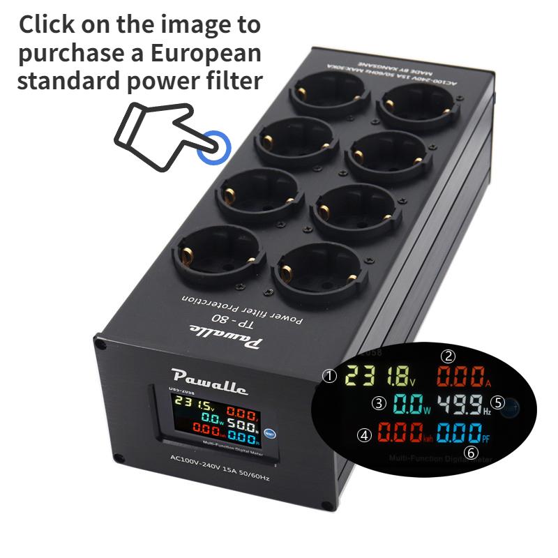 3000 Вт 15A Аудио Фильтр переменного тока Розетка питания Светодиодный цифровой дисплей Аудио Шумовой фильтр Защита от молнии P20