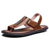 Новые летние мужские уличные шлепанцы, мужская удобная повседневная обувь, кожаная мужская дышащая пляжная обувь, сандалии, большие размеры 47 D194