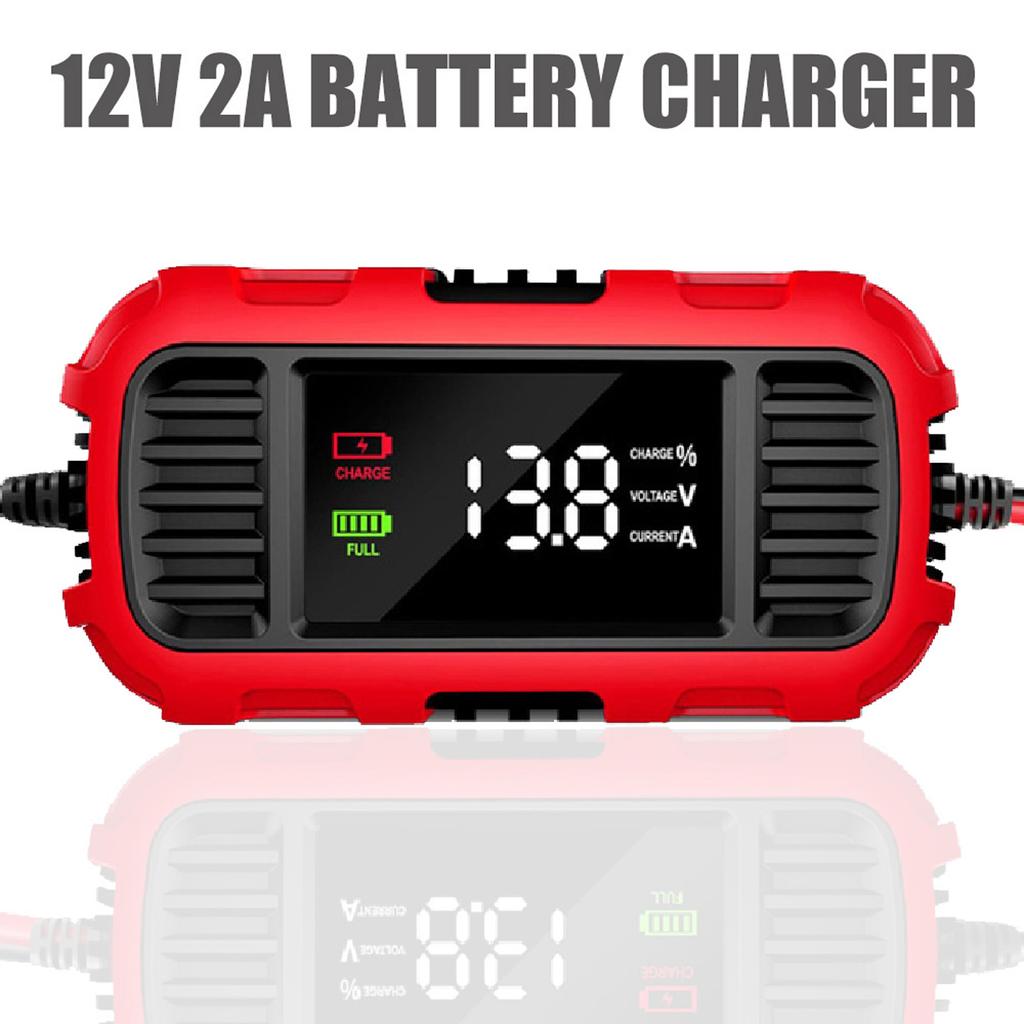 Автоматическое зарядное устройство для аккумулятора малой мощности, 12 В 2 А, интеллектуальное зарядное устройство с LED-дисплеем для мотоциклетных аккумуляторов AGM GEL