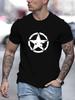 Summer Men's 100_ Cotton Comfortable Casual Loose Oversized Star Logo Graphic Printed Sports Round Neck Short Sleeved T-shirt