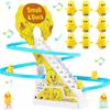 Kids Electric Small Duck Climbing Stairs Toy DIY Track Slide Stairs Coaster Toys Playful Ducks Roller Coaster Toy with Music & Light (9PCS Duck)