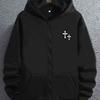 Stylish Christian Cross Print Men's Hooded Jacket Spring & Fall Sports Sweatshirt