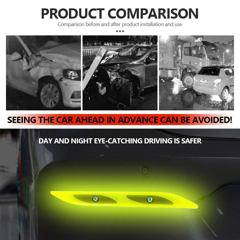For Skoda Car Styling Trunk Bumper Warning Safety Sticker Reflective Strip Kamiq Karoq Octavia 2 3 Rapid Scala Kami Fabia VII CX3