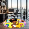 Gracie's Corner Printed Round Rug Carpet Chair Rug Area Rug Entryway Doormats,for Office Chair Living Room Bedroom Kitchen Room.