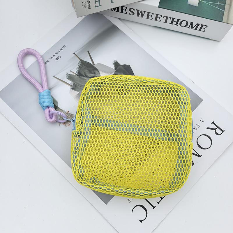 Квадратная сетчатая косметичка, пляжная сумка на молнии, красочные косметички для женщин, милый студенческий пенал, косметичка
