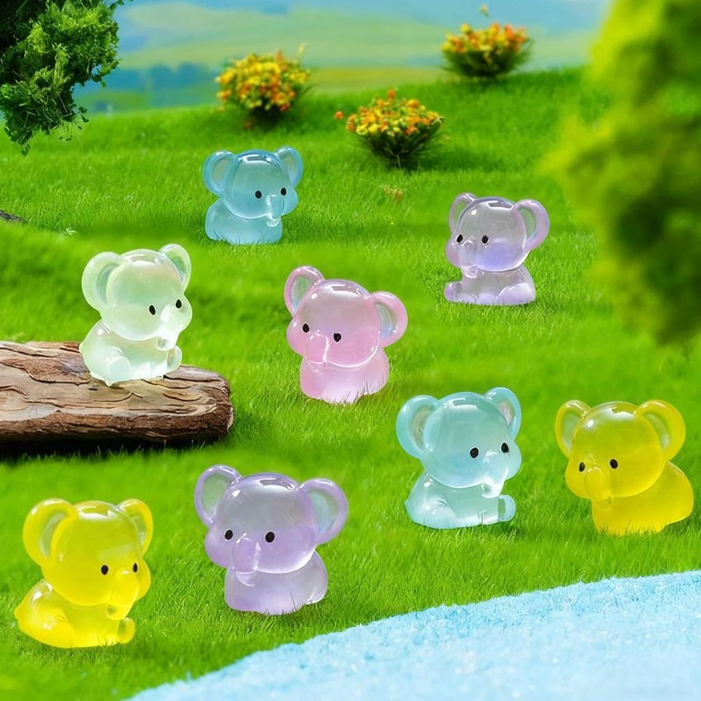 10/20Pcsmini Resin Cute Glowing Elephants Animals Home Decor For Diy Fairy Garden Micro Landscape