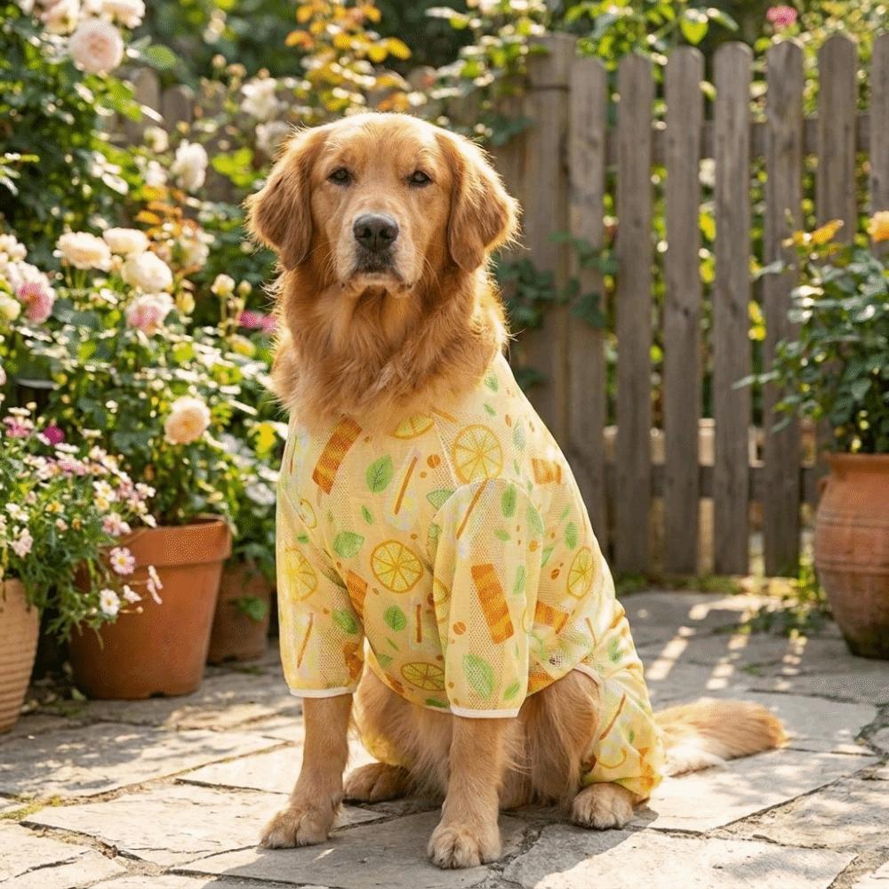 Sun Protection Pet Four-Legged Clothes Cartoon Print Dog Jumpsuit Cooling Dog Clothing  Travel