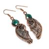Emerald 999 Copper Wire Wrapped Earrings, Handmade Gemstone Earrings, Gift For Mom Antique Jewelry