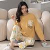 Ladies Pajamas Two-Piece Spring And Autumn Pajamas Female Long-Sleeved Cute Cartoon Loose College Style Homewear Female Suit