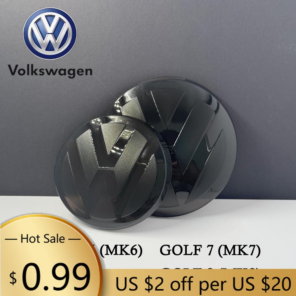 For VW Volkswagen Jetta MK5 Golf 2pcs Front and Rear Emblem For VW Golf 6/Golf 7/Golf 7.5/Golf 8 Not Affect ACC Modified Black L