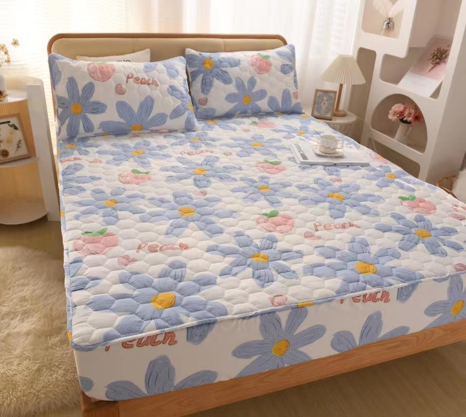 100% хлопчатобумажная ткань, утолщенный стеганый наматрасник, двойной размер, высококачественный защитный чехол для кровати на заказ, не включая наволочку