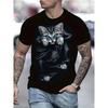 New Men's Novelty 3D Cat Full Print T Shirt Casual Fashion Funny Short Sleeve T-shirt Unisex Top Summer Oversized Streetwear Tee