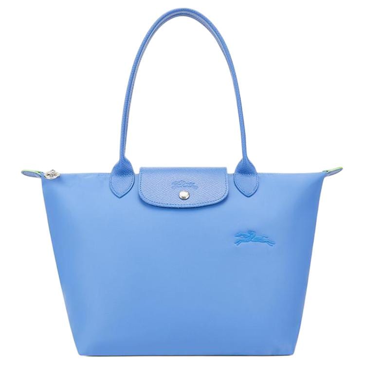LONGCHAMP Snap And Zip Closure Recycled Polyamide Canvas Tote Bag, Shopping Bag, Handbag, Shoulder Bag Women's Blue 2605919P82