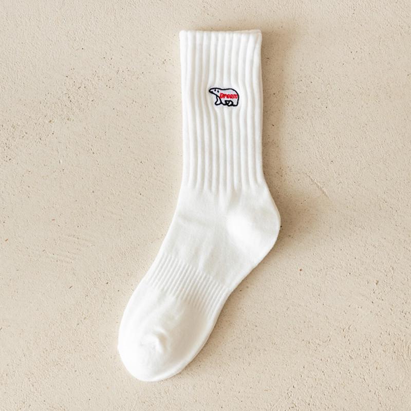 Мужские хлопковые носки до середины икры с вышивкой в виде сердца: Корейский стиль, Модный хип-хоп, Дышащий, Черно-белый для осени и зимы