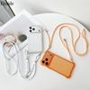 Чехол с четырьмя угловыми ремешками для iPhone 17 Pro Max 11 12 13 14 15 16 Pro, с ремешком через плечо, противоударный, прозрачный, из жесткого пластика.