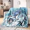 Underwater World Fish Dolphin Pattern Print Soft Flannel Blanket Sheet Sofa Office Air Conditioner Throw Blanket Gift