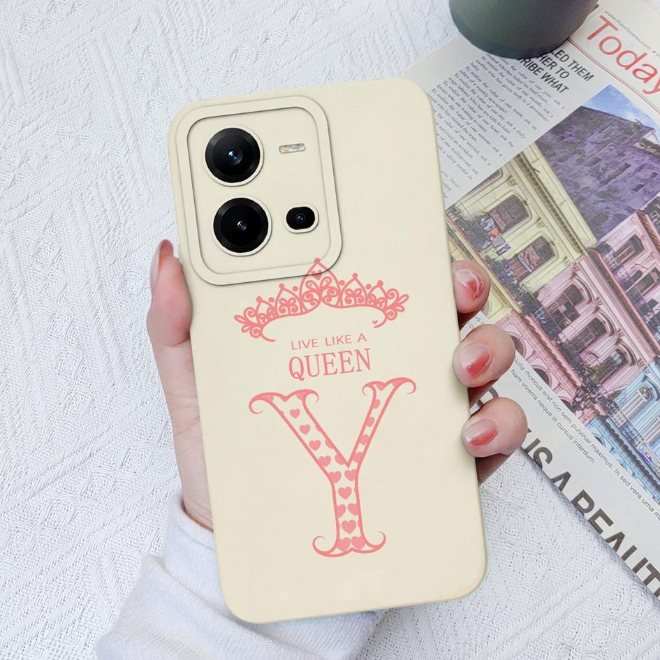 Для Vivo V19 V19 Neo V27 Pro V25E V20 V21E V23E V20SE Противоударный чехол Роскошные буквы Корона Квадратный мягкий жидкий силикон для бампера Vivo