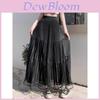 Cotton Blend Mesh Maxi Skirt With Pleats For Summer Casual Women