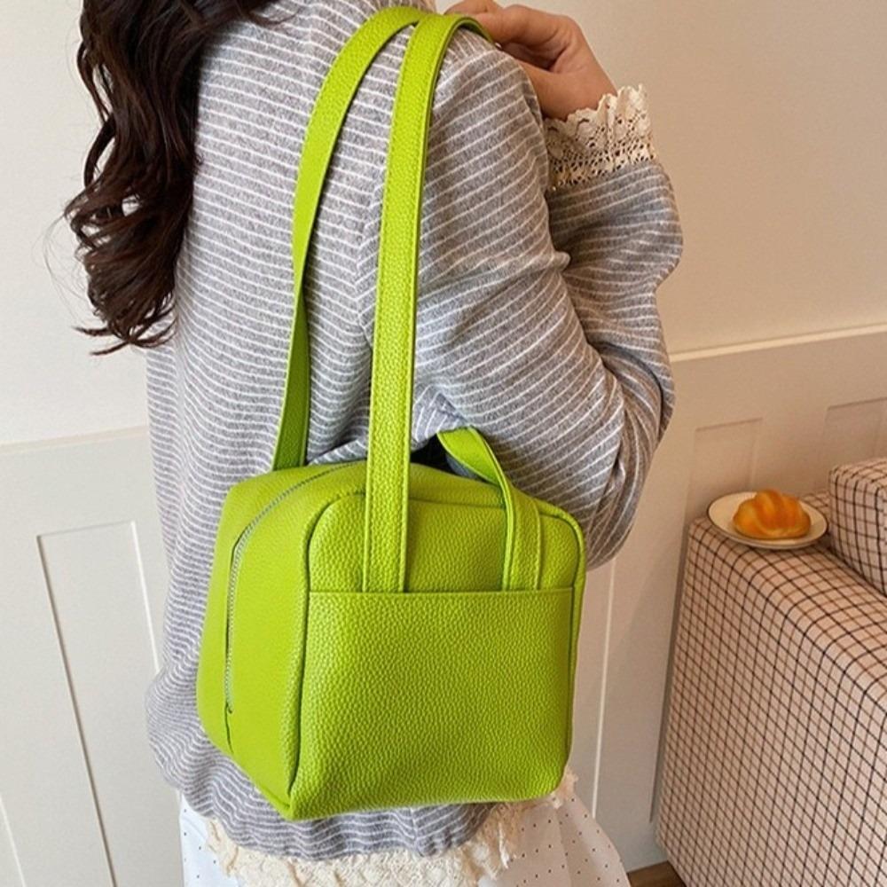 Candy Color Mini PU Single Shoulder Bag Squared Underarm Bag Casual Toast Crossbody Bag Office