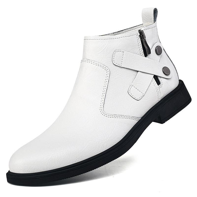Модные британские новые белые мужские ботинки «Челси», роскошные брендовые ботинки с круглым носком и низким каблуком, деловые формальные кожаные ботинки с боковой молнией