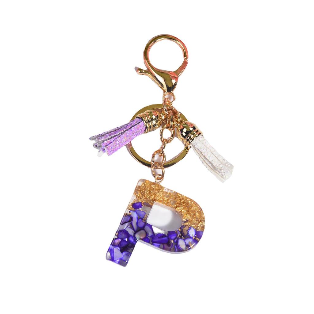 Фиолетовый хрустальный эпоксидный брелок с буквой и кисточкой - Ювелирное украшение из смолы, подвеска-шарм