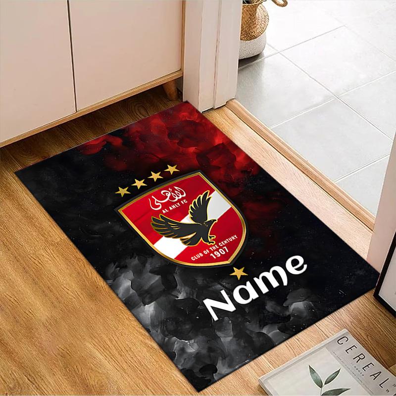 Custom Name Al-Ahly Club Crest Rug Game Carpet, Floor Mat for Bedroom Living Room Entryway Rug, Home Decor Idea Gift for Christmas birthday