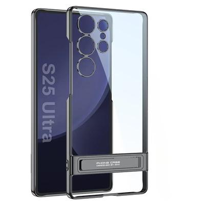 Прозрачный гальванический чехол-кронштейн для телефона Samsung Galaxy S25, ультра-твердый держатель, однотонный защитный чехол