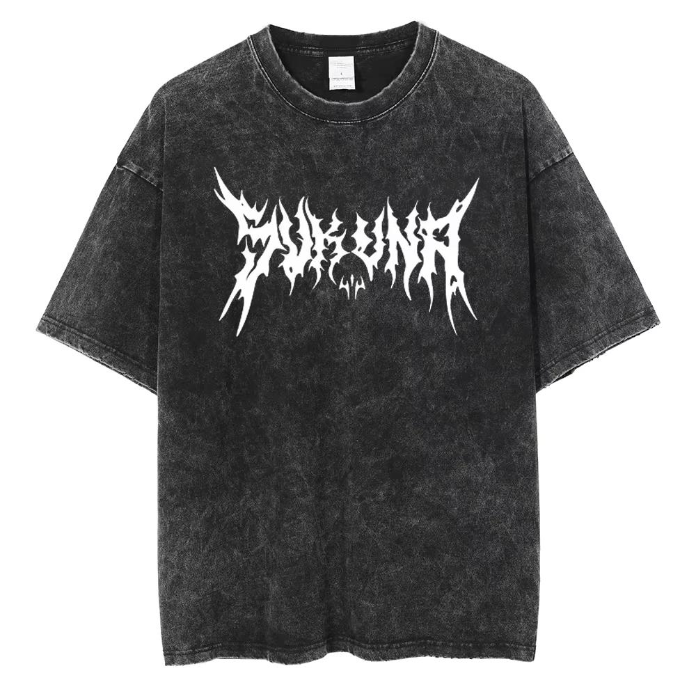 Unisex Anime Berserk Logo Graphic Printed T Shirt Men Women Vintage Manga T-shirts Washed Cotton Tshirt Harajuku Male Oversized Tee