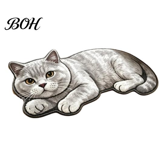 Tile And Wood Floor Mat Cute Cat Bathroom Rug, Anti-Slip Absorbent Bath Washable Plush Easy Care Kitty Door for Entrance Kitchen Home Decor Safety Rug