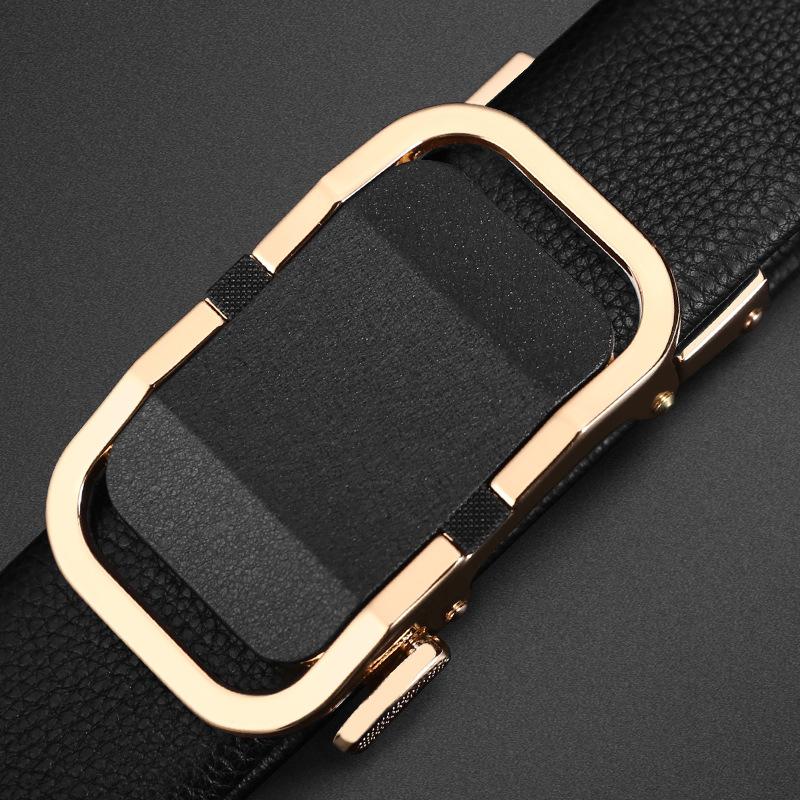 Мужской ремень из коровьей кожи, высококачественный кожаный ремень с автоматической пряжкой, мужской ремень для отдыха и бизнеса для среднего и молодого возраста