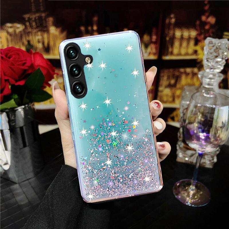 Мягкий чехол с блестками и бриллиантами и звездами для Samsung Galaxy A04S A53 S23 Ultra S22 S21 Plus OPPO A94 Xiaomi Redmi Note 11 iPhone 14 13 12 11 Pro Max