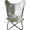 Solid White Leather Butterfly Modern Chair - Genuine Leather