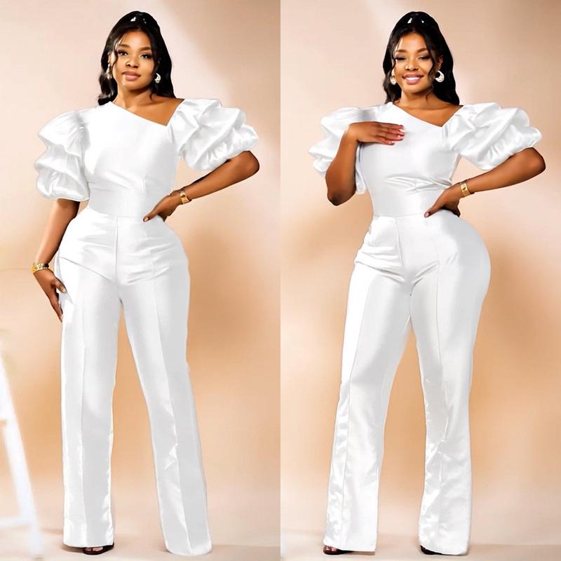 Женский комбинезон с одним плечом и многослойным рукавом, вечернее платье 5813